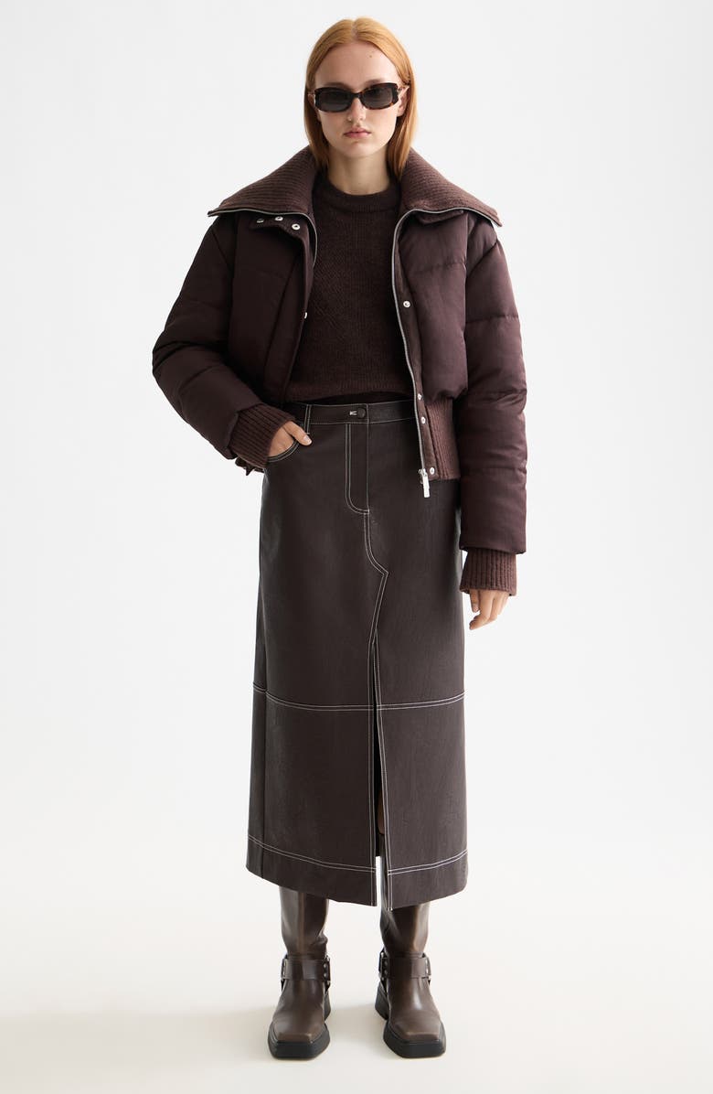 Scotch & Soda Faux Leather Midi Skirt, Alternate, color, Chocolate Plum