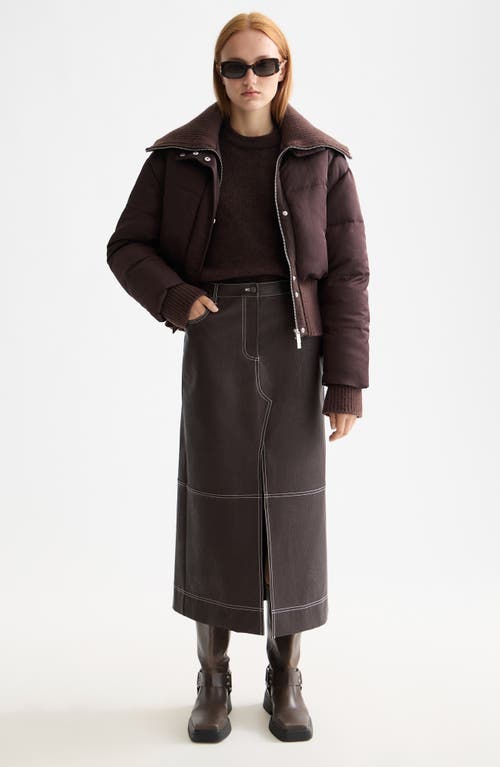 Scotch & Soda Faux Leather Midi Skirt In Purple