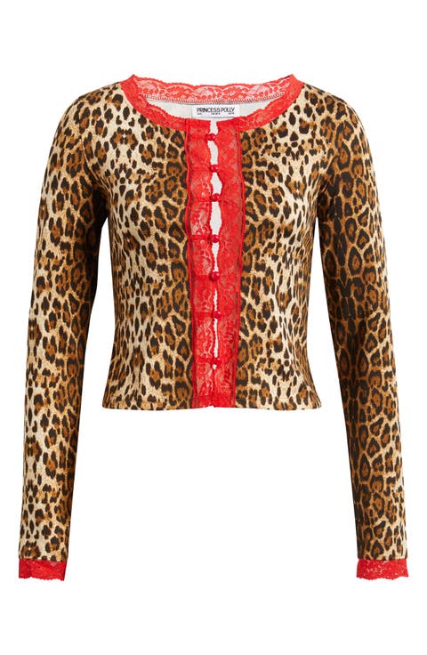 Pour It Up Leopard Lace Trim Button-Up Top