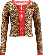 Princess Polly Pour It Up Leopard Lace Trim Button-Up Top
