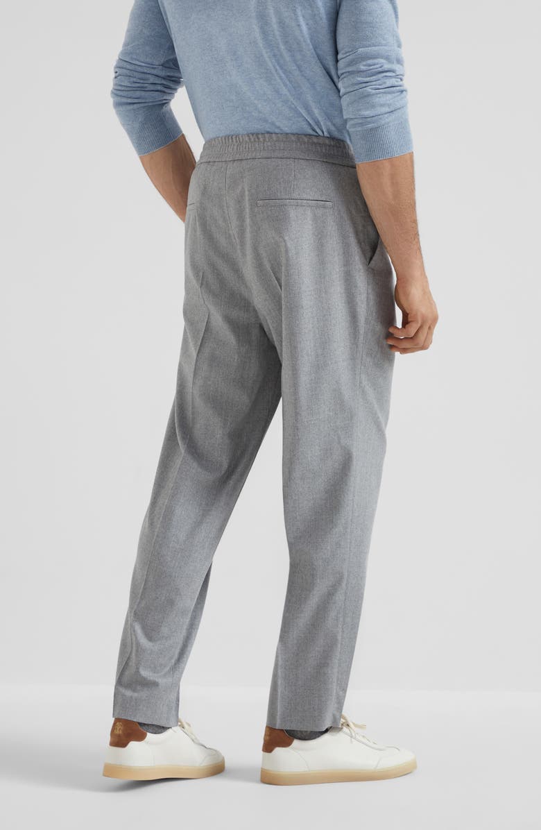 Brunello Cucinelli Virgin wool flannel trousers, Alternate, color, Pearl Grey