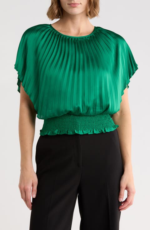 Pleated Smocked Waist Top
