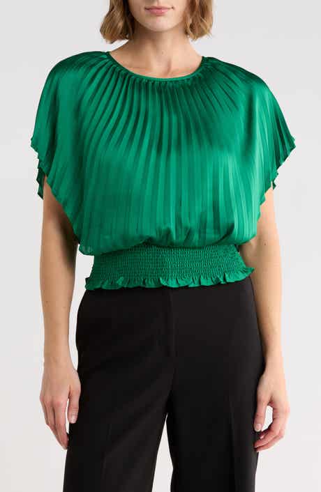 Pleated Smocked Waist Top