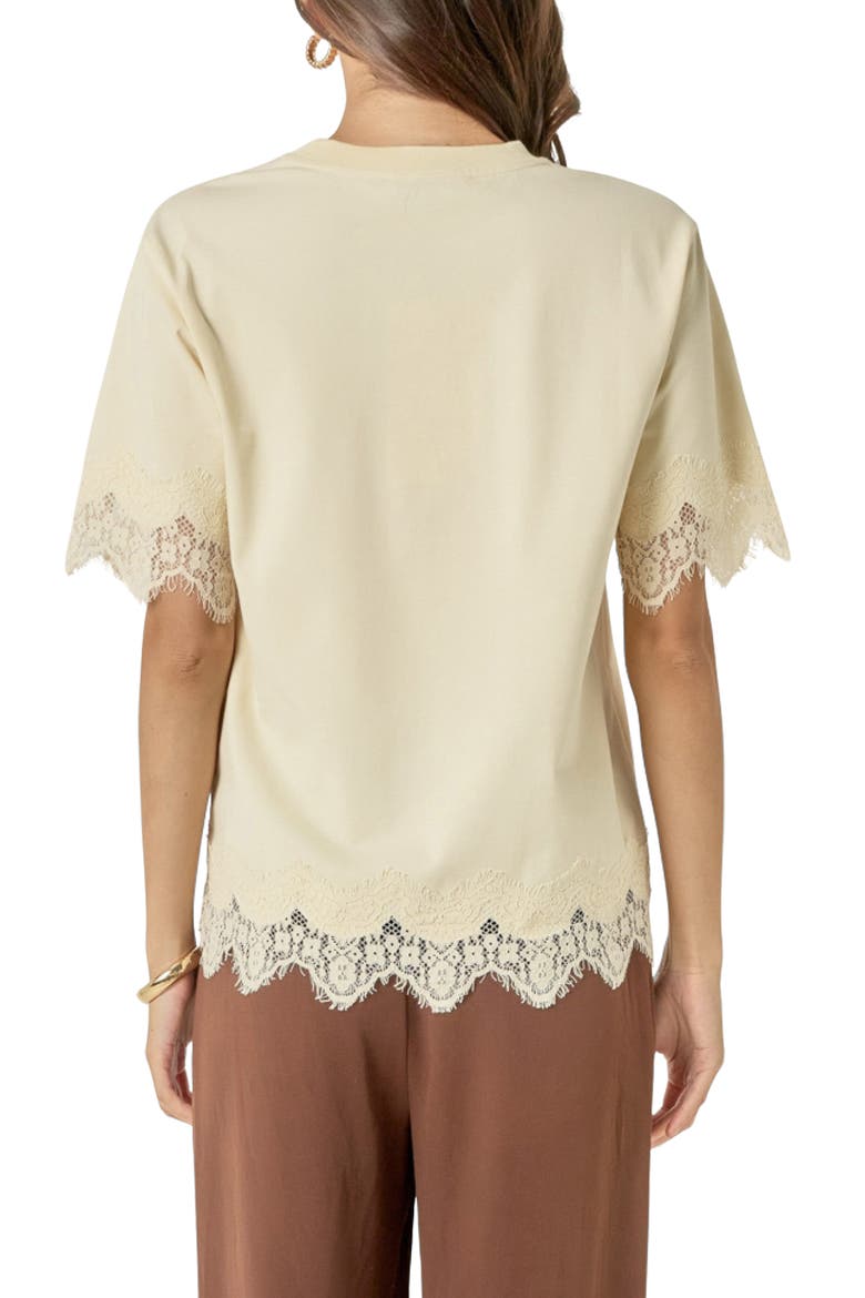Lace Trim Cotton T-Shirt, Alternate, color, CREAM