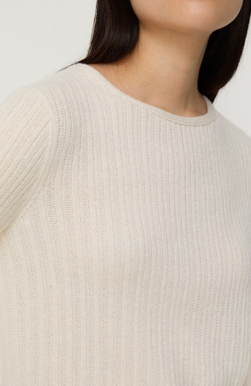Lafayette 148 New York Mixed Stitch Cashmere Blend Crewneck Sweater In Neutral