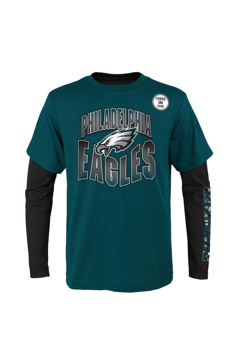 Outerstuff Preschool Green/Black Philadelphia Eagles Game Day T-Shirt Combo Set, Main, color, 