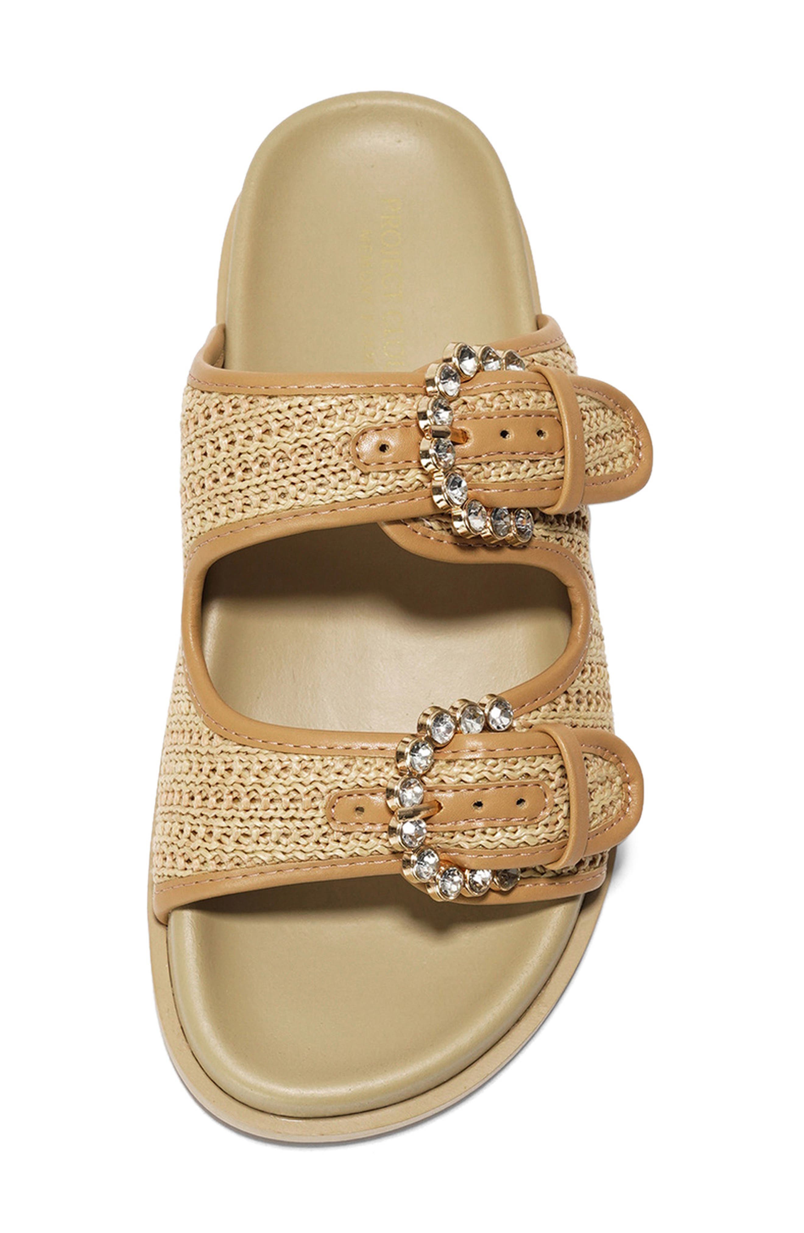 Project Cloud Elora Slide Sandal, Alternate, color, Beige Raffia