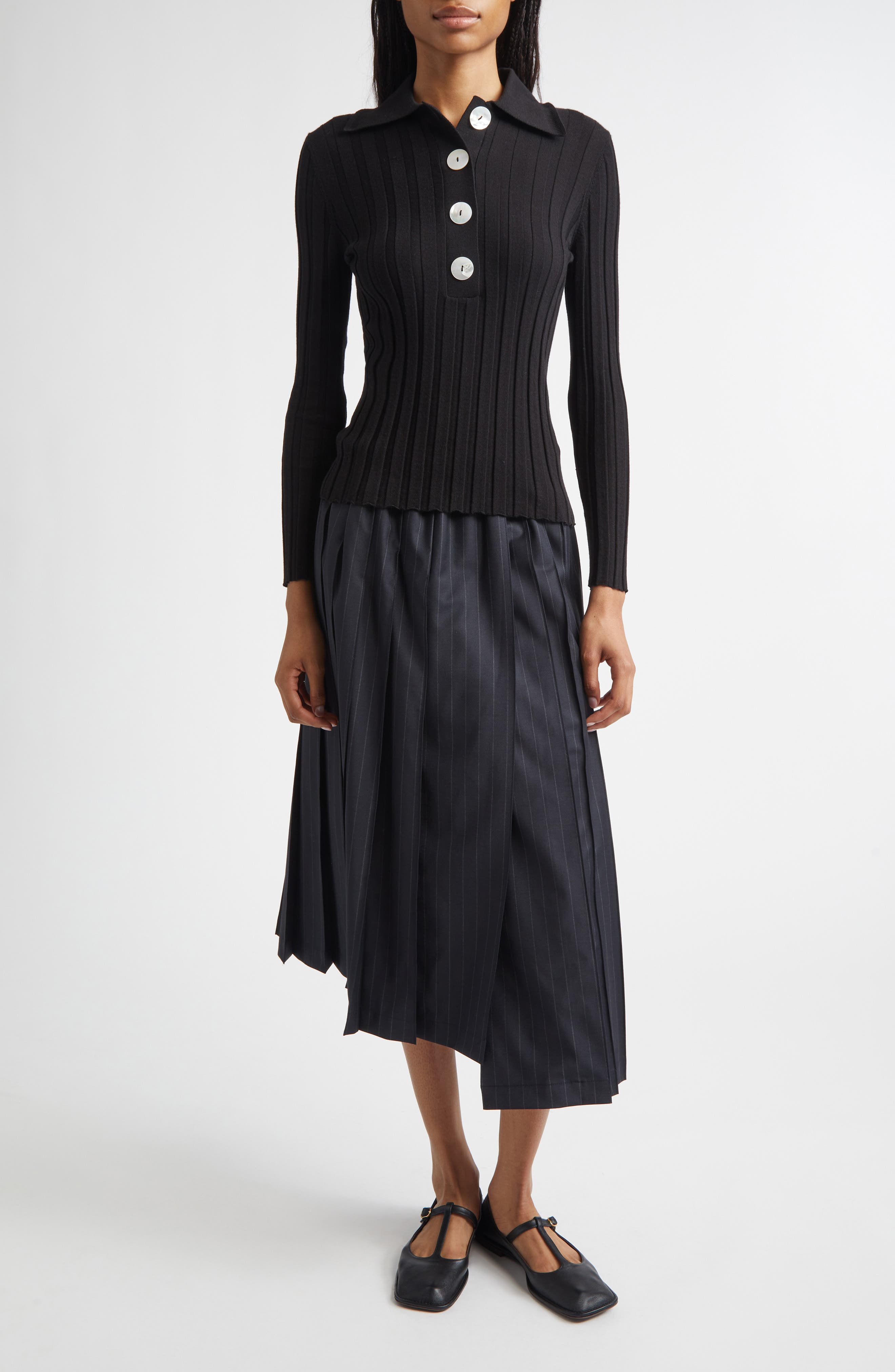 Sugarman Rib Wool Merino Polo Sweater - image 2