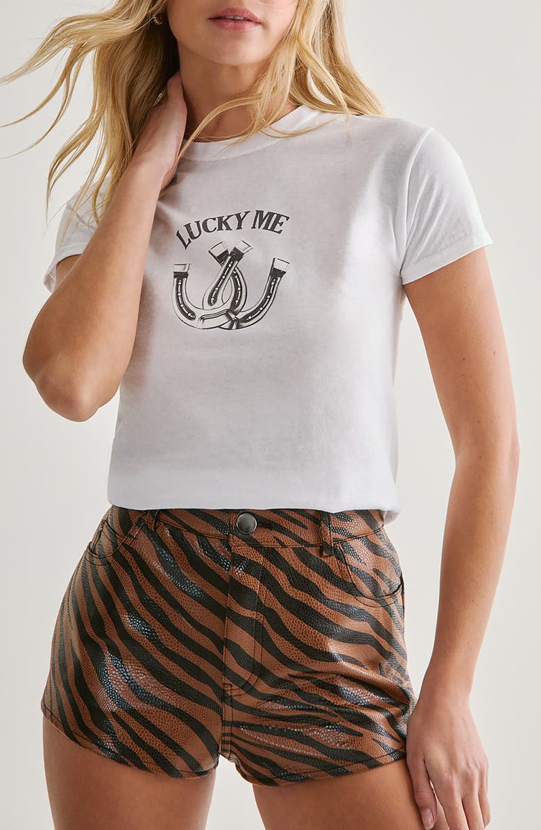 NASTY GAL Lucky Me Horseshoe Cotton Graphic Baby Tee, Main, color,