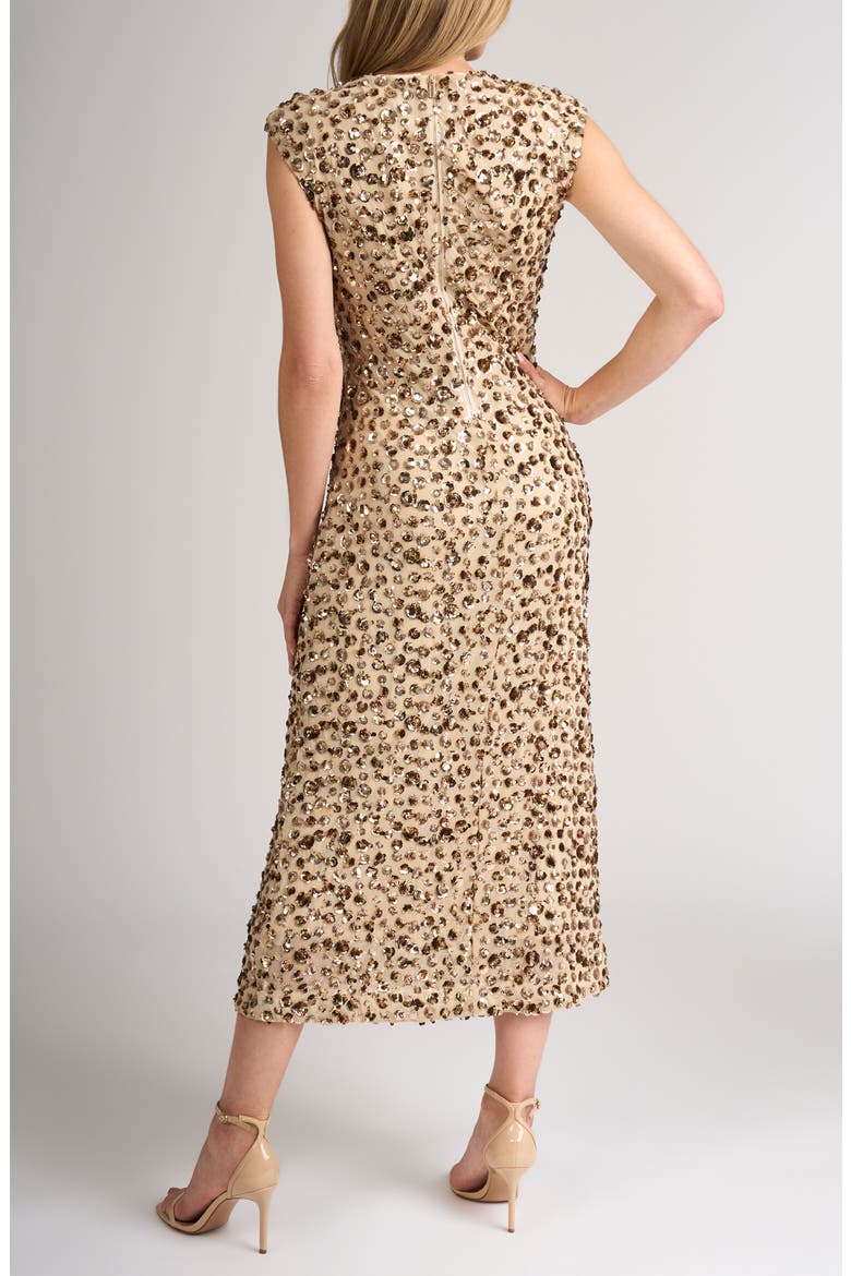 Rosie Sequin Cap Sleeve Sheath Midi Dress, Alternate, color, LIGHT CHAMPAGNE
