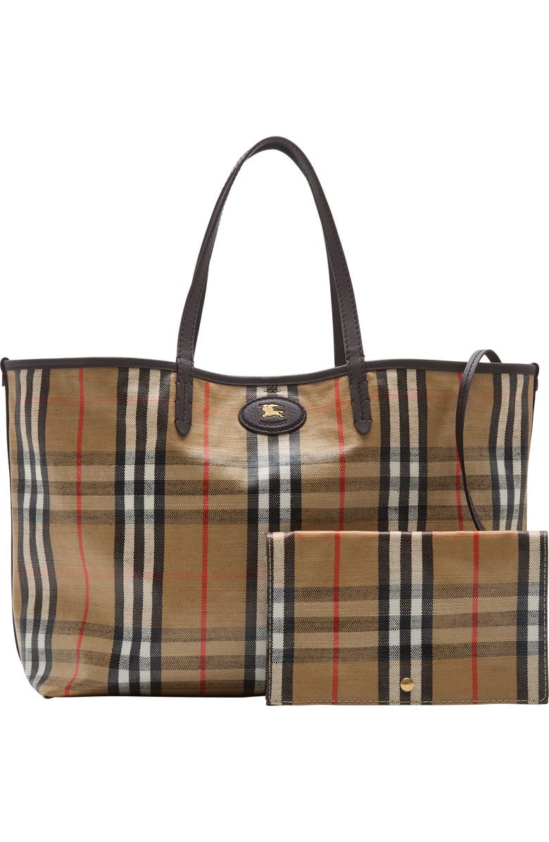 Burberry Medium Highlands Coated Canvas Tote, Alternate, color, Sand