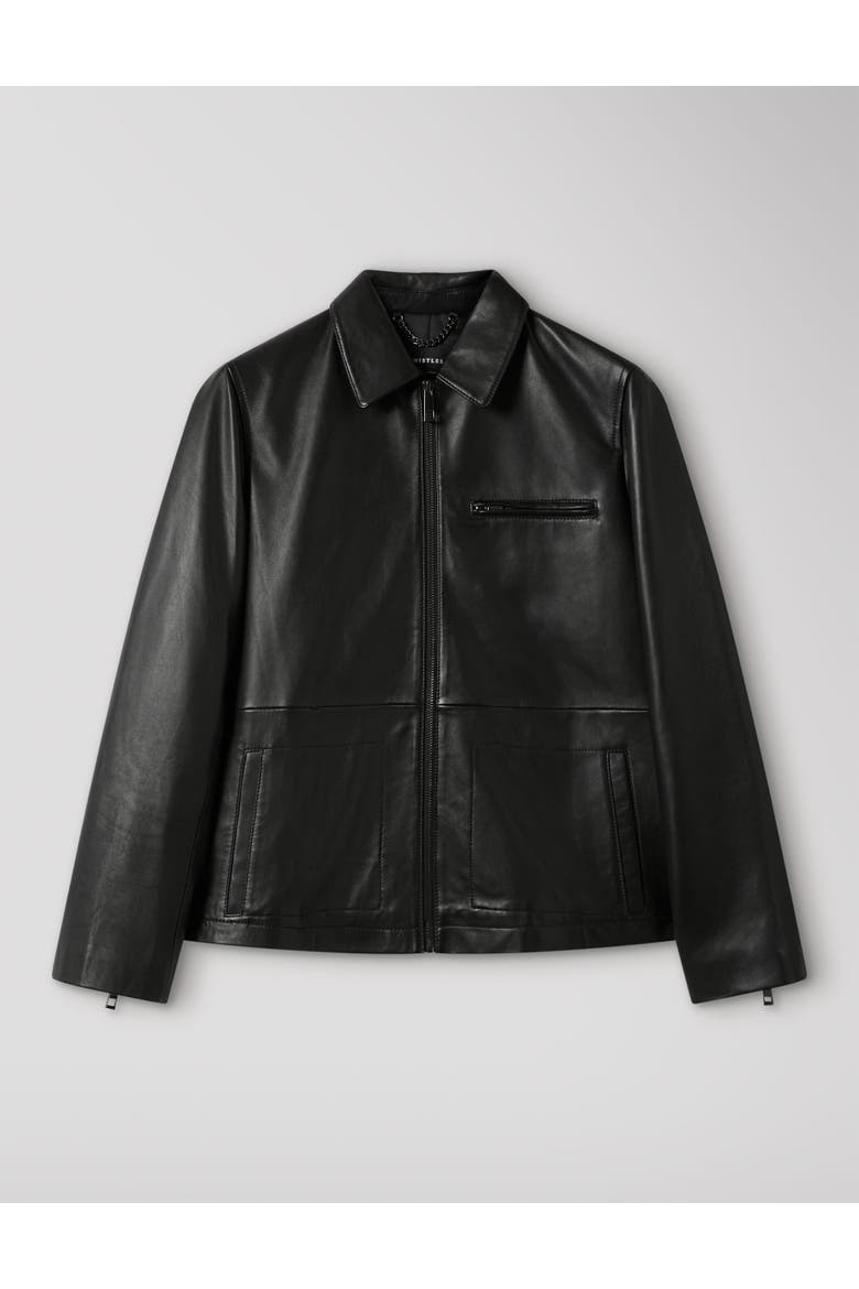 Kate Zip Leather Jacket, Alternate, color, Black