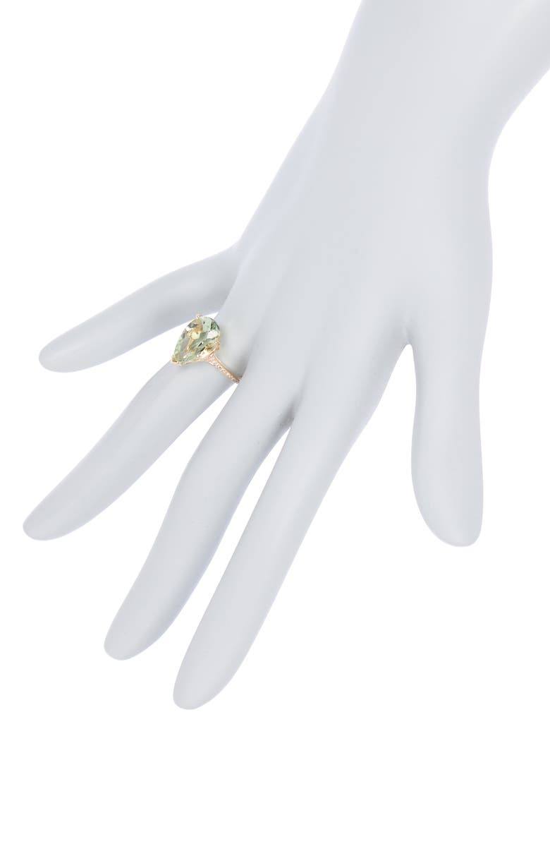 EFFY 14K Yellow Gold Pear Cut Prasiolite Diamond Band Ring, Alternate, color, 