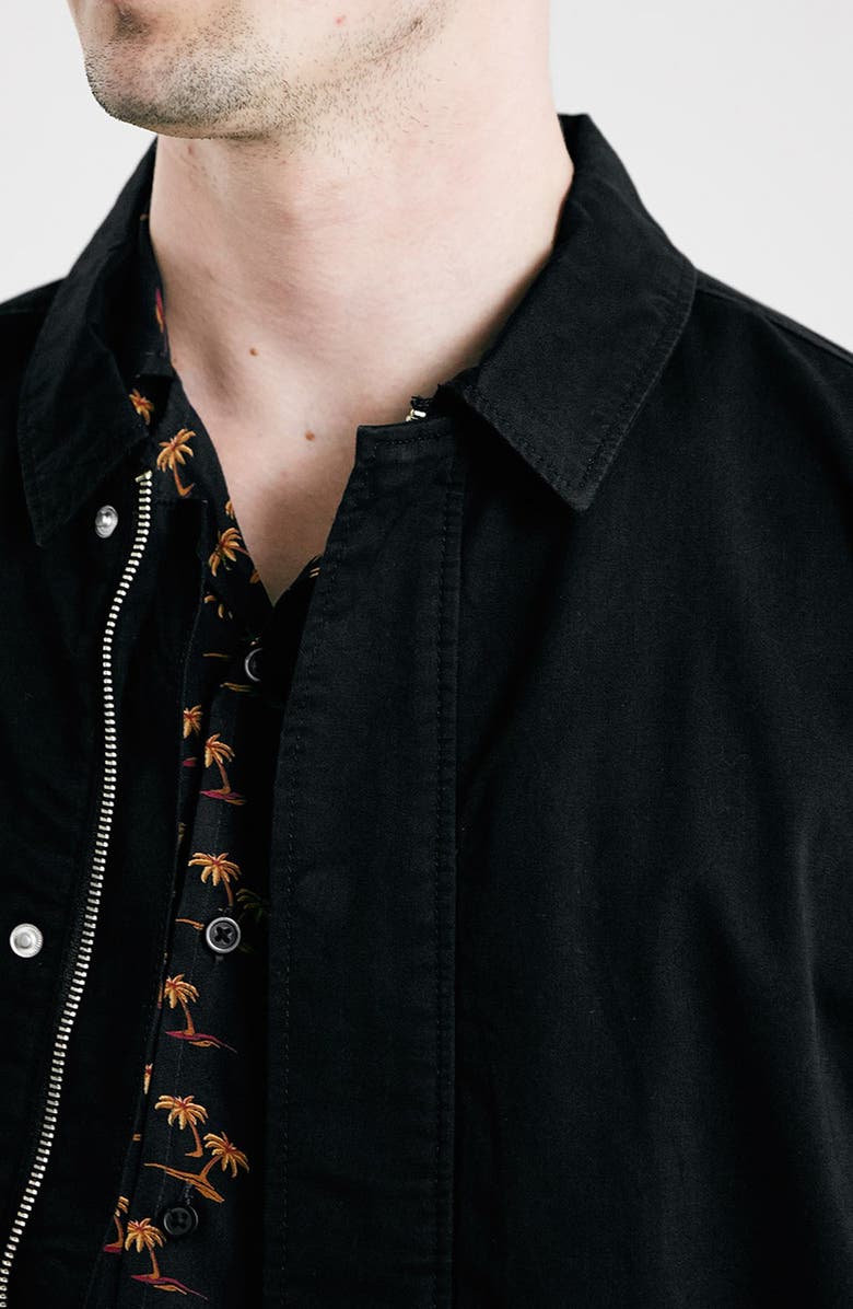 Topman Black Harrington Jacket, Alternate, color, 