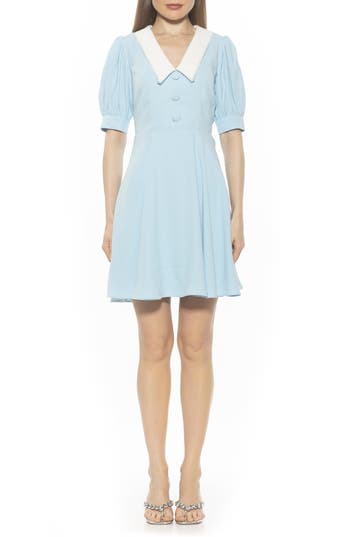Alexia Admor Carys Puff Sleeve Fit & Flare Dress In Halogen Blue