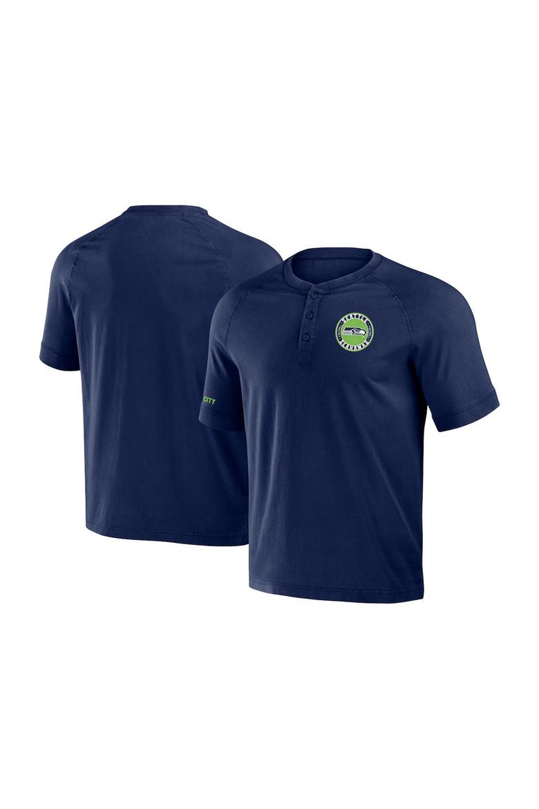 Men's NFL x Darius Rucker Collection by Fanatics College Navy Seattle Seahawks Washed Raglan Henley T-Shirt, Main, color, Navy