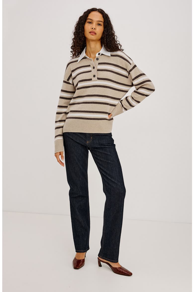 Paxton Stripe Henley Sweater, Alternate, color, HEATHER OAT STRIPE