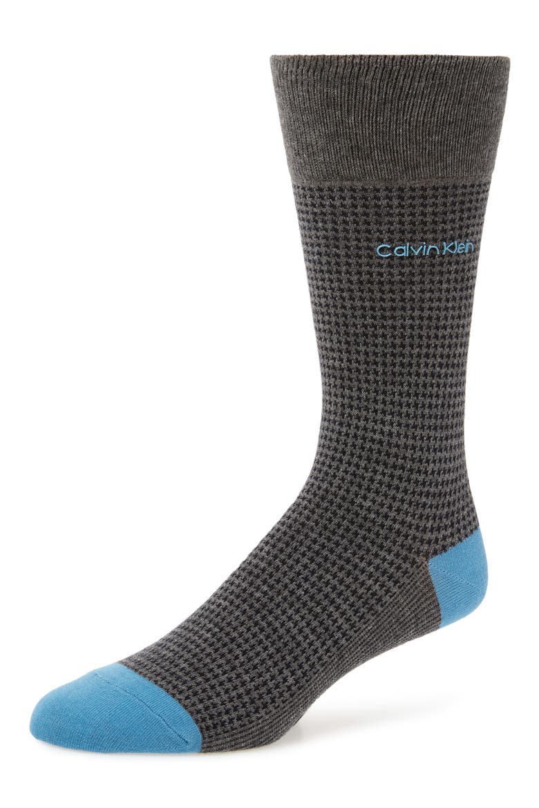 Houndstooth Socks, Main, color, CHARCOAL