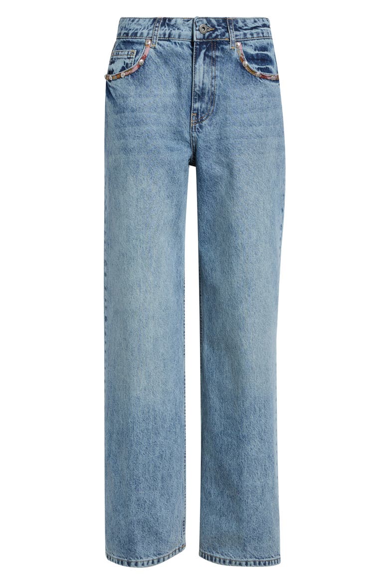 Junie High Waist Straight Leg Jeans, Main, color, BLUE