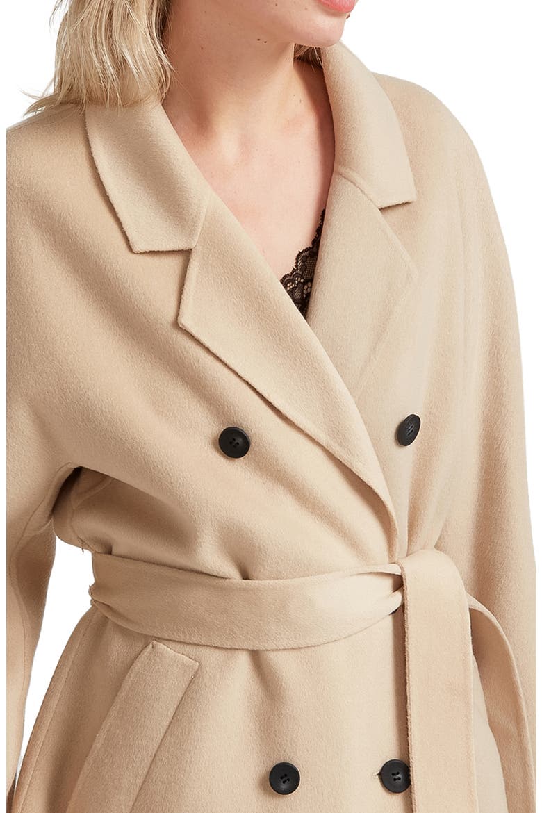 Boss Girl Double Breasted Wool Blend Coat, Alternate, color, PALE OAT