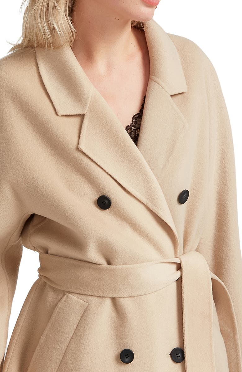 Belle & Bloom Boss Girl Double Breasted Wool Blend Coat, Alternate, color, Pale Oat