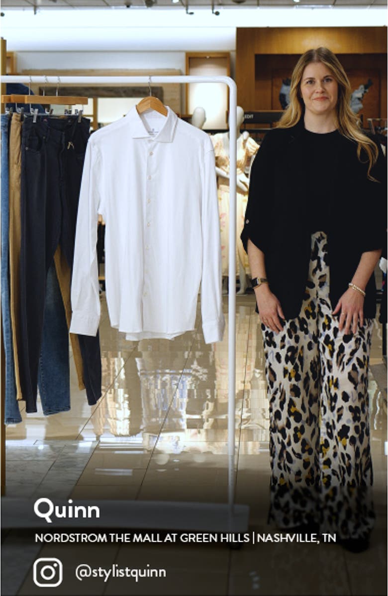 4Flex Modern Fit Solid White Knit Button-Up Shirt, sales video thumbnail