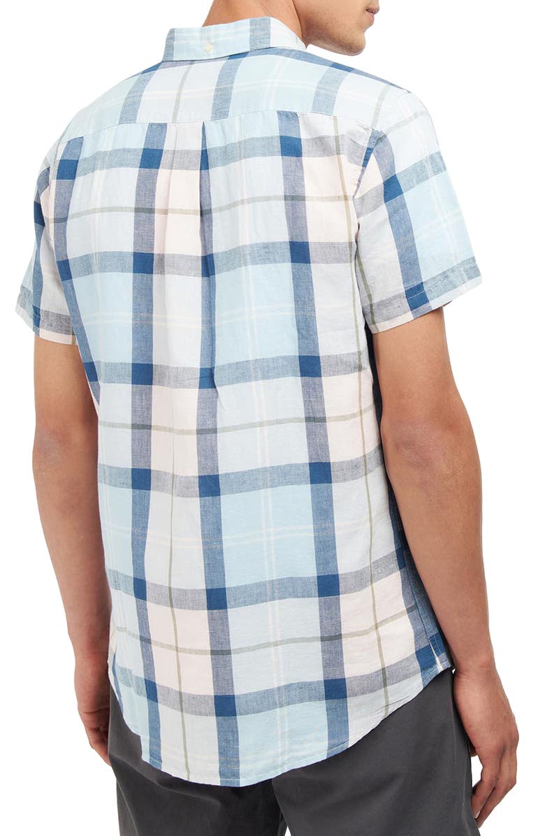 Barbour Angus Tailored Fit Plaid Short Sleeve Button-Down Shirt, Alternate, color, Pink Tartan