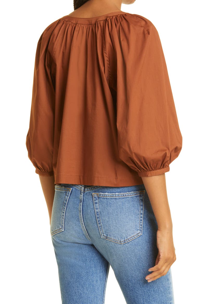New Dill Stretch Cotton Button-Up Blouse, Alternate, color, TAN