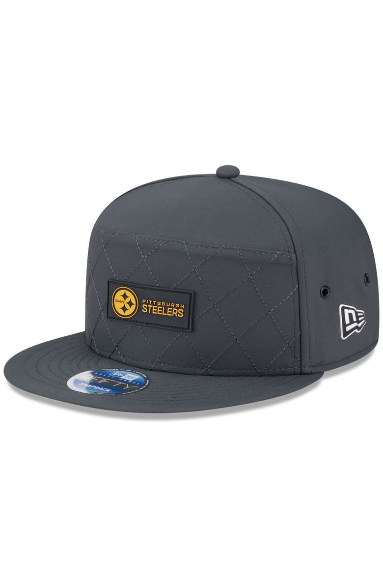 New Era Men's New Era Charcoal Pittsburgh Steelers 2025 Sideline Cold Weather Split Panel 9FIFTY Snapback Hat, Main, color, Charcoal