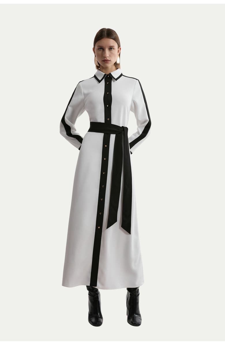 Karen Millen Petite Belted Midi Shirt Dress, Main, color, Ivory