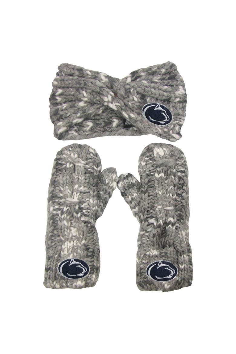 Women's ZooZatz Penn State Nittany Lions Logo Marled Headband and Mitten Set, Main, color, Gray