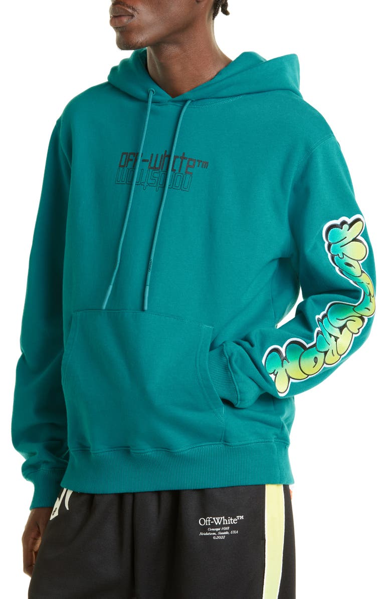 Off-White Gender Inclusive Graffiti Logo Cotton Hoodie, Alternate, color,