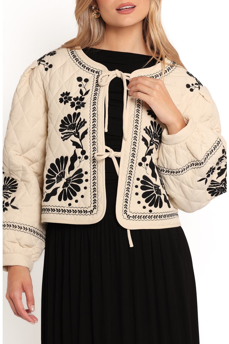 Vako Floral Quilted Jacket, Main, color, LIGHT TAUPE