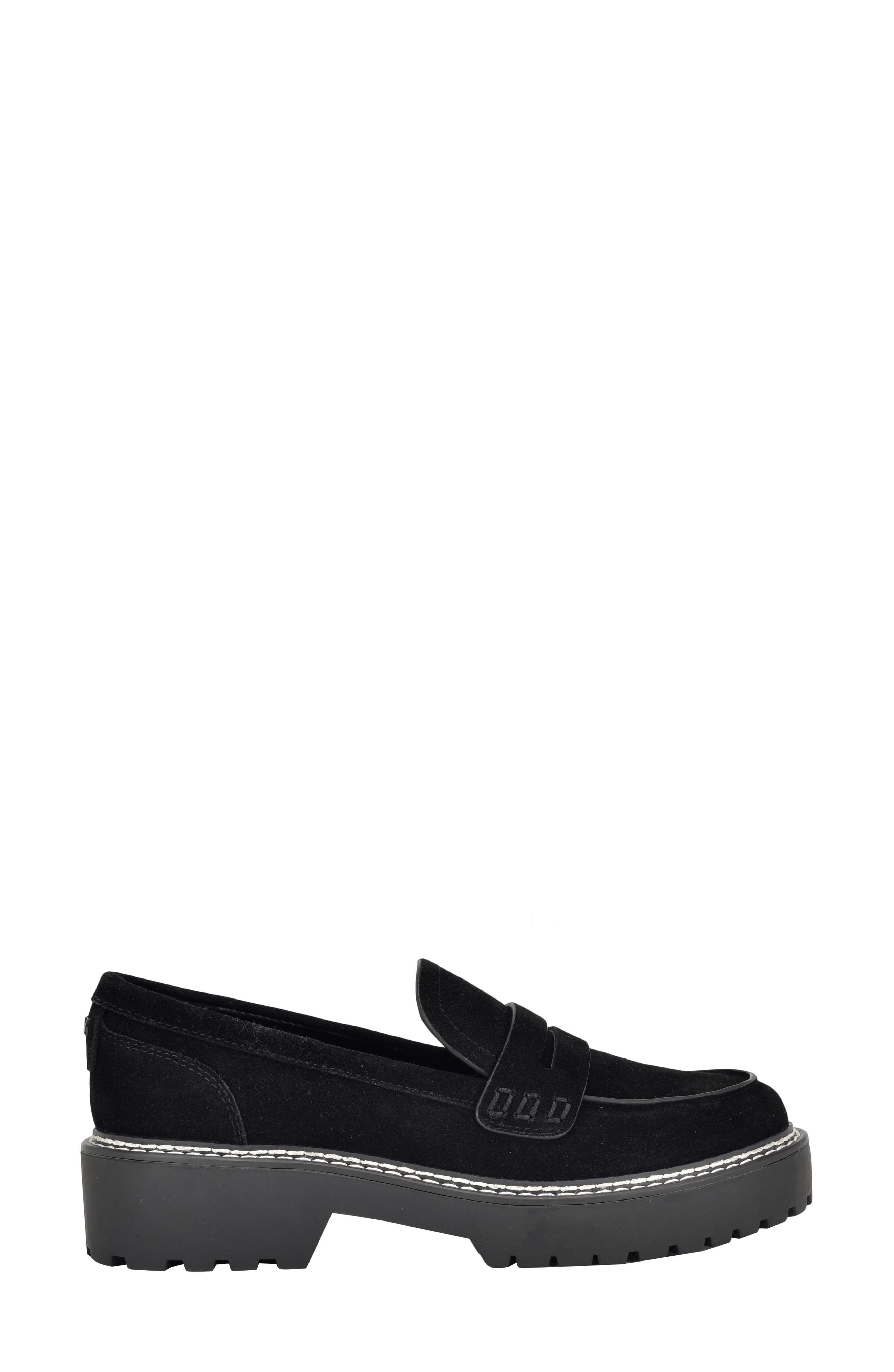 Suzie Penny Loafer, Alternate, color, BLACK SUEDE