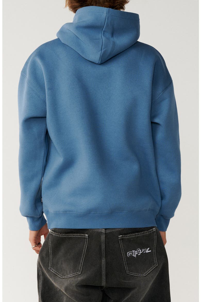 Rip Script Oversize Fleece Hoodie, Alternate, color, BLUEFIN