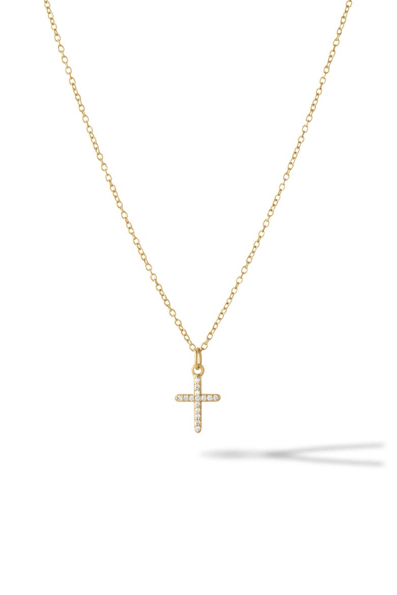 Pavè Cross Pendant Necklace, Main, color, GOLD