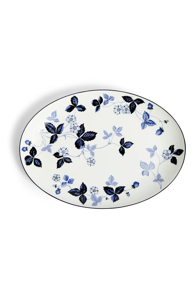 Wild Strawberry Oval Bone China Serving Plate, Main, color, BLUE