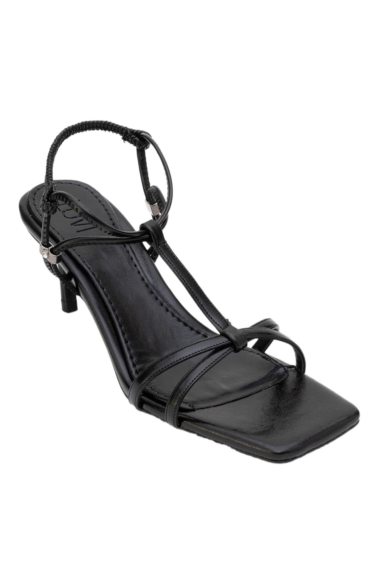Prologue Shoes Gibson Stiletto Sandal, Alternate, color, Black Faux Leather