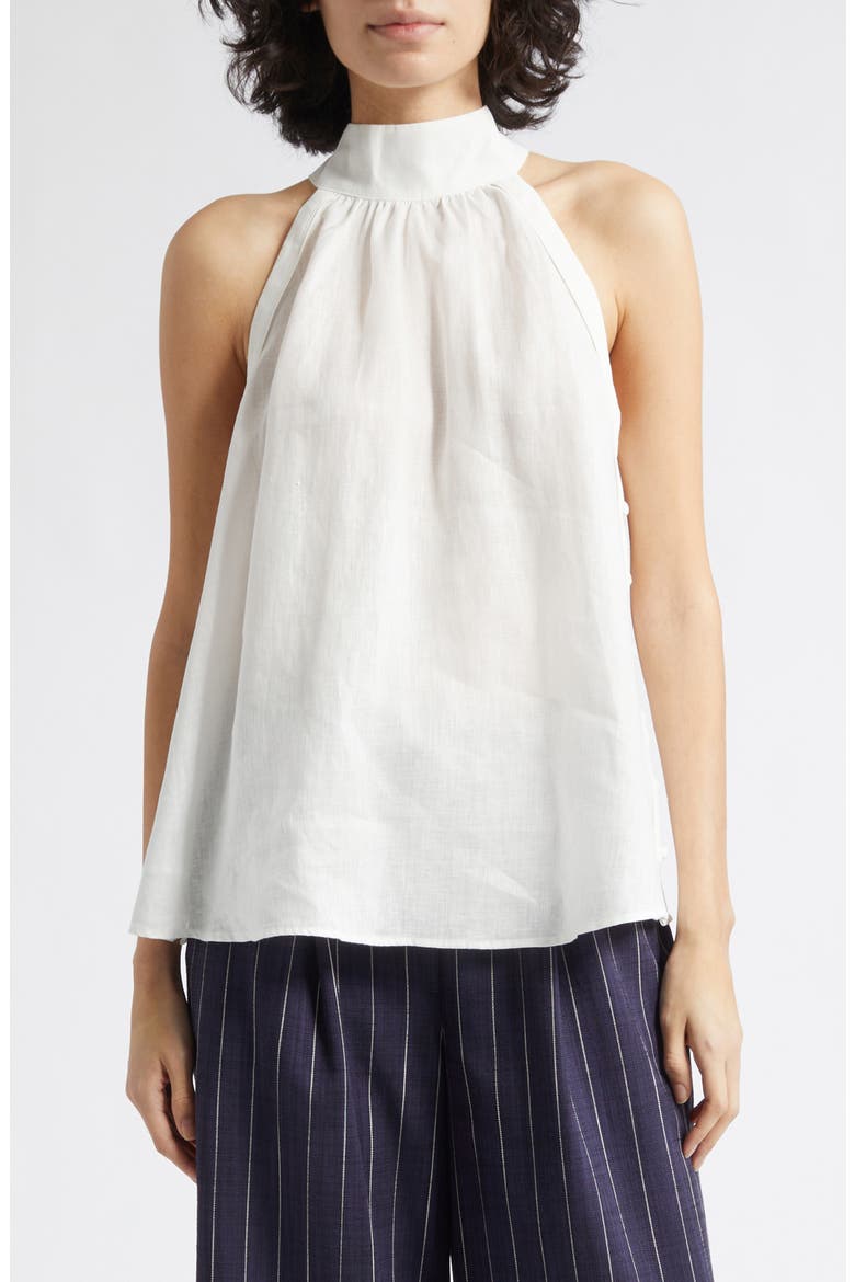 Andi Sleeveless Linen Mock Neck Top, Main, color, IVORY