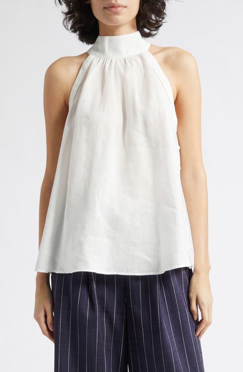 Andi Sleeveless Linen Mock Neck Top