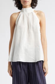 Reiss Andi Sleeveless Linen Mock Neck Top