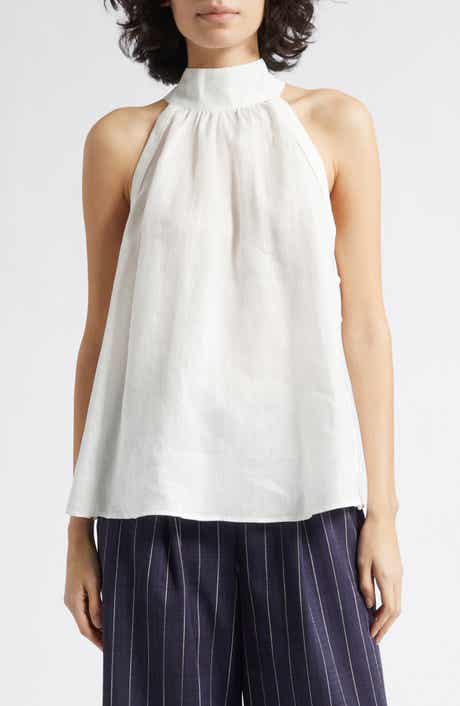Andi Sleeveless Linen Mock Neck Top