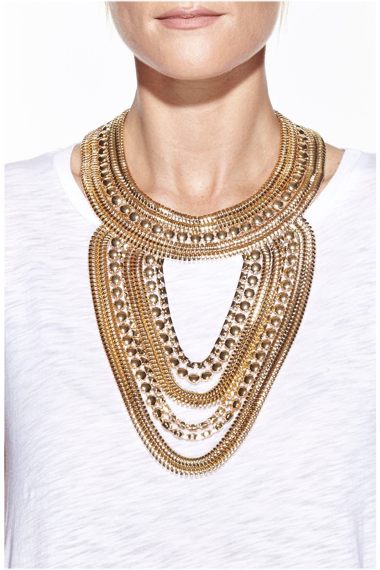 Cleo Statement Necklace, Alternate, color, GOLD