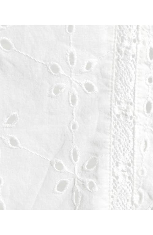 LANDS' END LANDS' END SHORT SLEEVE MIXED MEDIA EYELET TOP