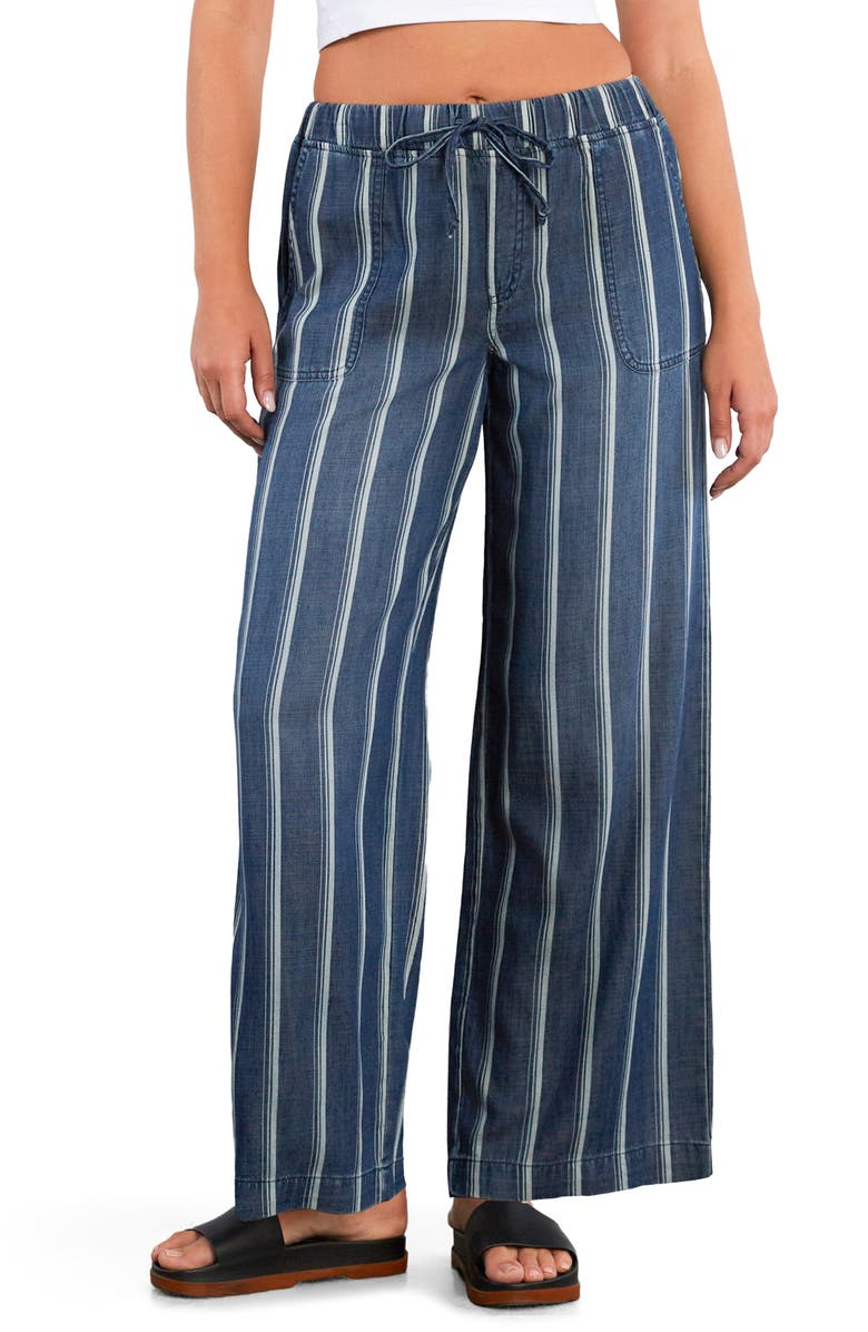Billy T Daydream Stripe Tie Waist Wide Leg Pants, Main, color, Indigo Cabana Stripe
