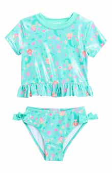Flapdoodles Kids' Mermaid Shimmer Two-Piece Rashguard Swimsuit