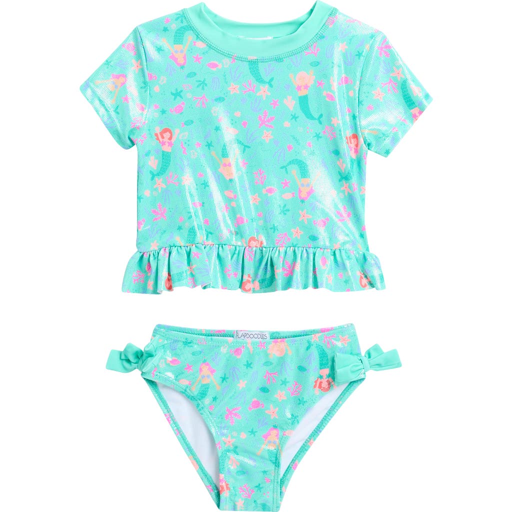 Flapdoodles Kids' Mermaid Shimmer Two-piece Rashguard Swimsuit In Print