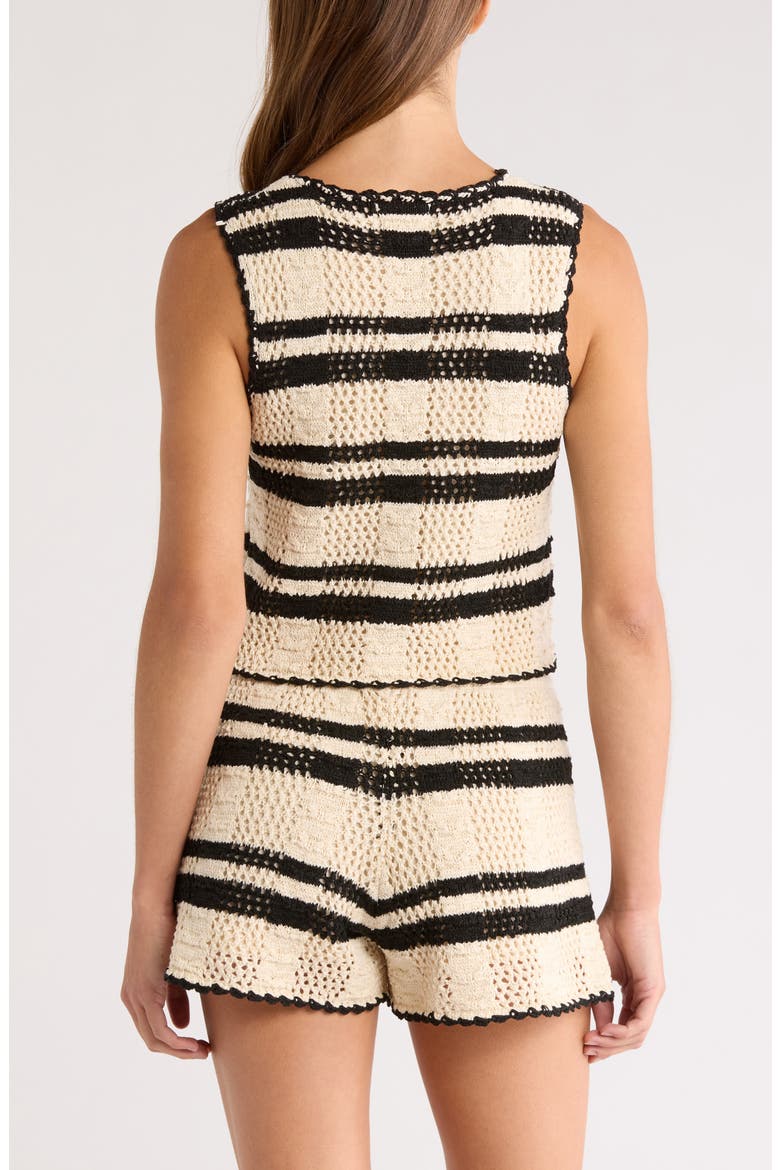Tie Front Cover-Up Vest, Alternate, color, NATURAL BLACK STRIPE