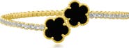 CZ by Kenneth Jay Lane Bezel Set Clover Cuff Bracelet