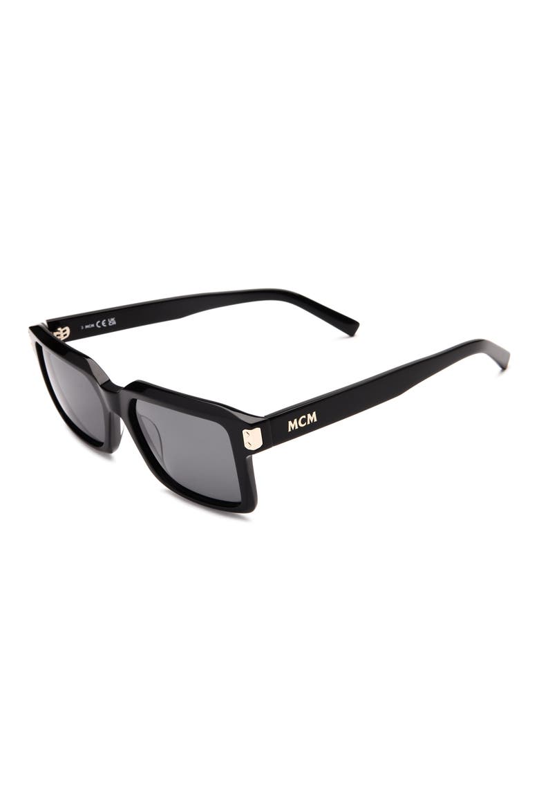 55mm Square Sunglasses, Alternate, color, SHINY BLACK / SMOKE
